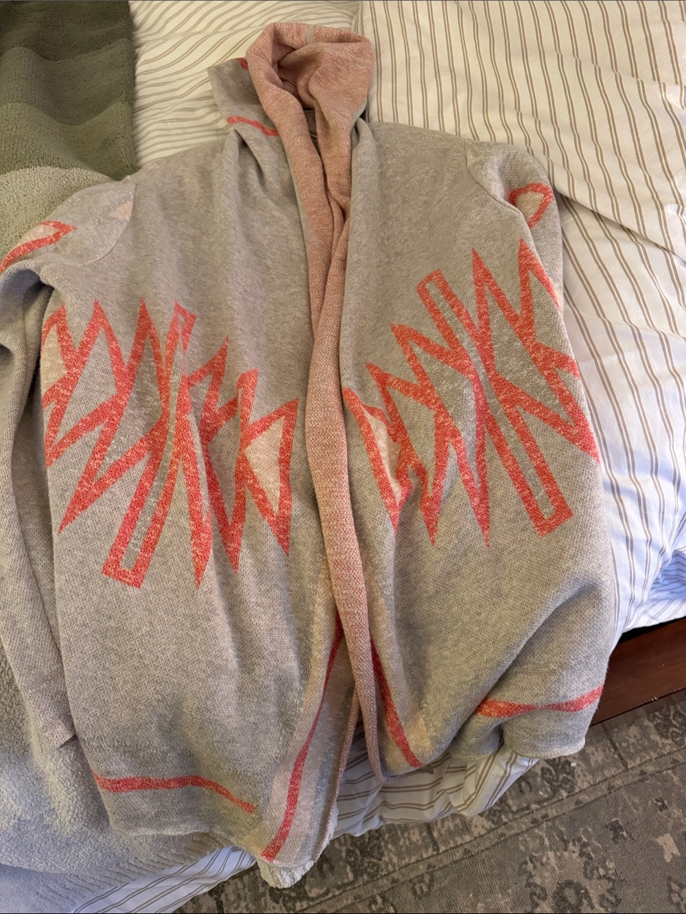 Rachel Roy  Aztec Hooded Open Cardigan M
